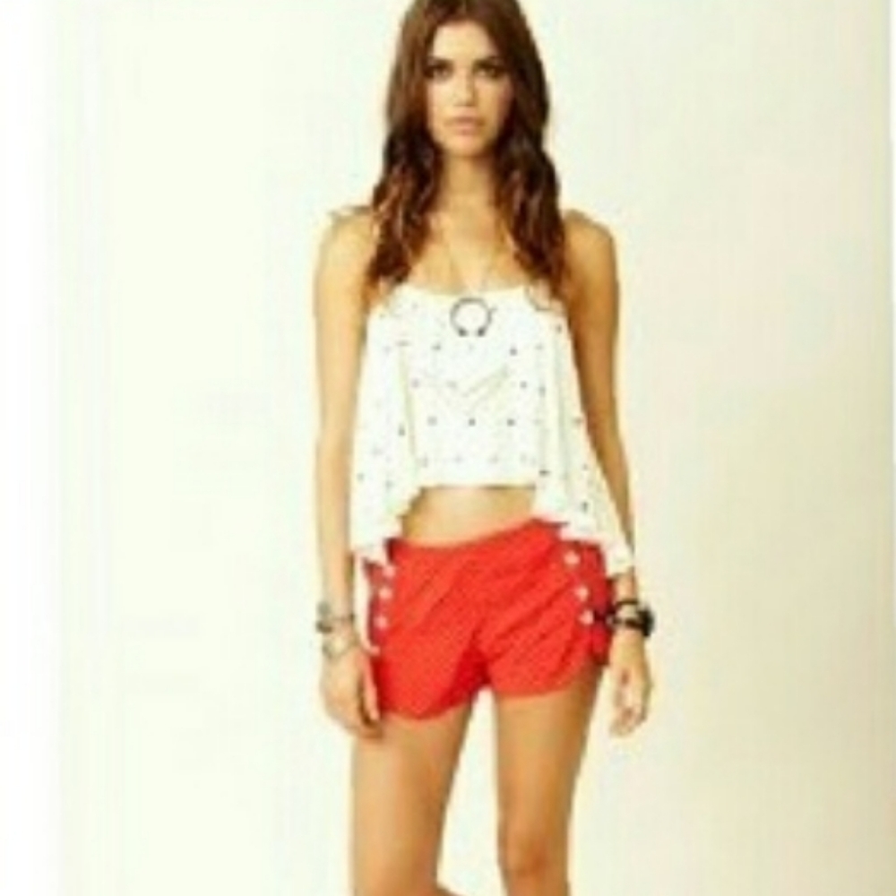 Donated to Maui Fire Victims /  Indah clothing sailor shorts red button front xs